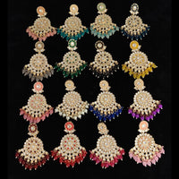 Pooja Bangles Gold Plated Kundan Stone & Beads Dangler Earrings