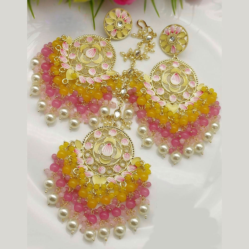 Pooja Bangles Meenakari & Beads Dangler Earrings With Maang Tikka