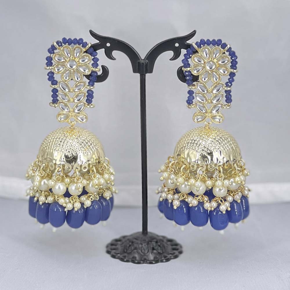 Pooja Bangles Gold Plated Beads & Kundan Stone Jhumki Earrings