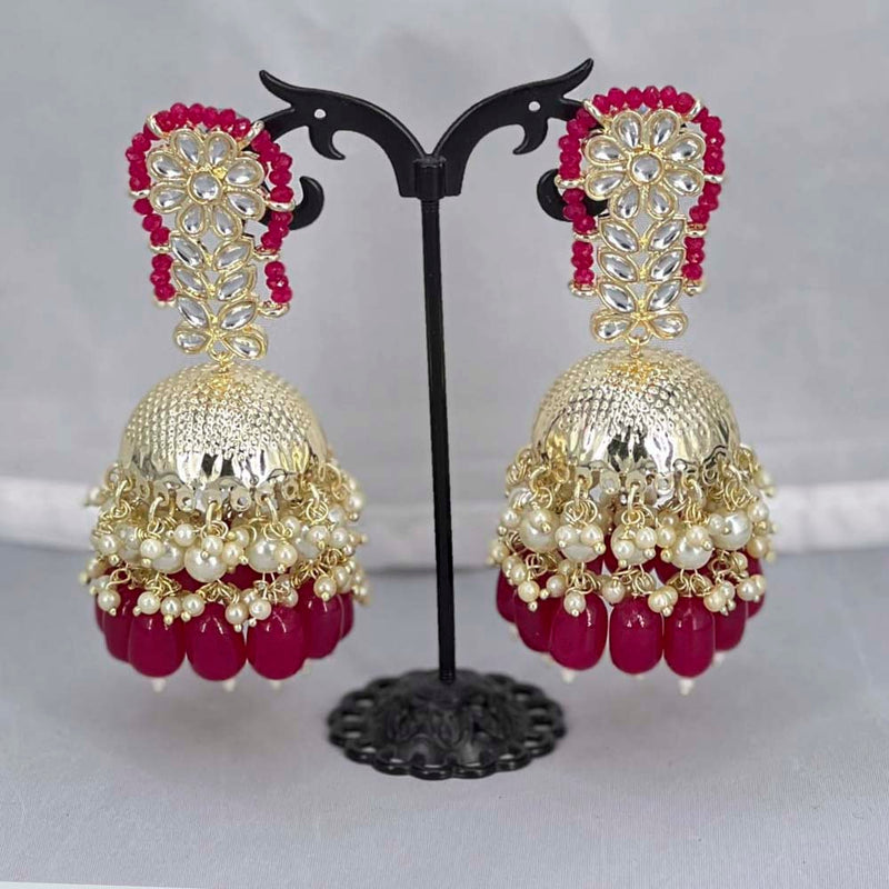 Pooja Bangles Gold Plated Beads & Kundan Stone Jhumki Earrings