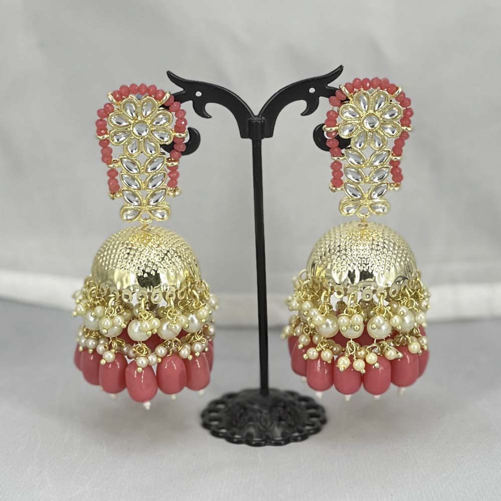 Pooja Bangles Gold Plated Beads & Kundan Stone Jhumki Earrings