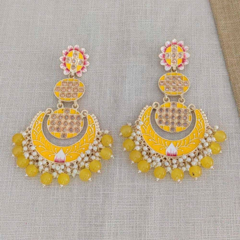 Pooja Bangles Gold Plated Beads & Kundan Stone & Meenakari Dangler Earrings