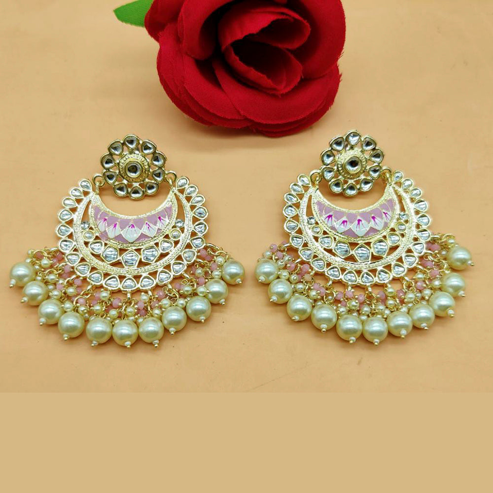 Pooja Bangles Gold Plated Kundan Stone & Meenakari Dangler Earrings