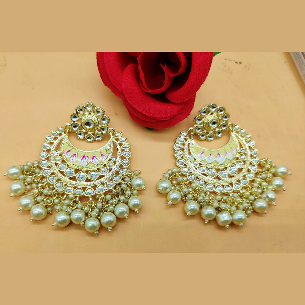 Pooja Bangles Gold Plated Kundan Stone & Meenakari Dangler Earrings