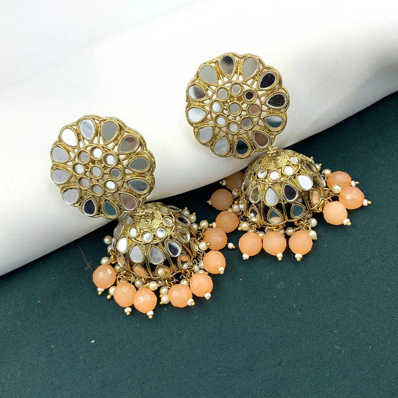 Pooja Bangles Gold Plated Beads & Mirror Jhumki Earrings
