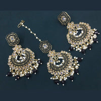 Pooja Bangles Crystal Stone & Beads Dangler Earrings With Maang Tikka