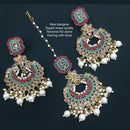 Pooja Bangles Crystal Stone & Beads Dangler Earrings With Maang Tikka