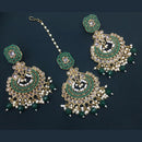 Pooja Bangles Crystal Stone & Beads Dangler Earrings With Maang Tikka