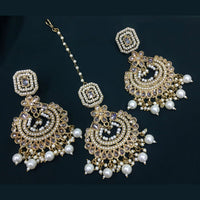 Pooja Bangles Crystal Stone & Beads Dangler Earrings With Maang Tikka