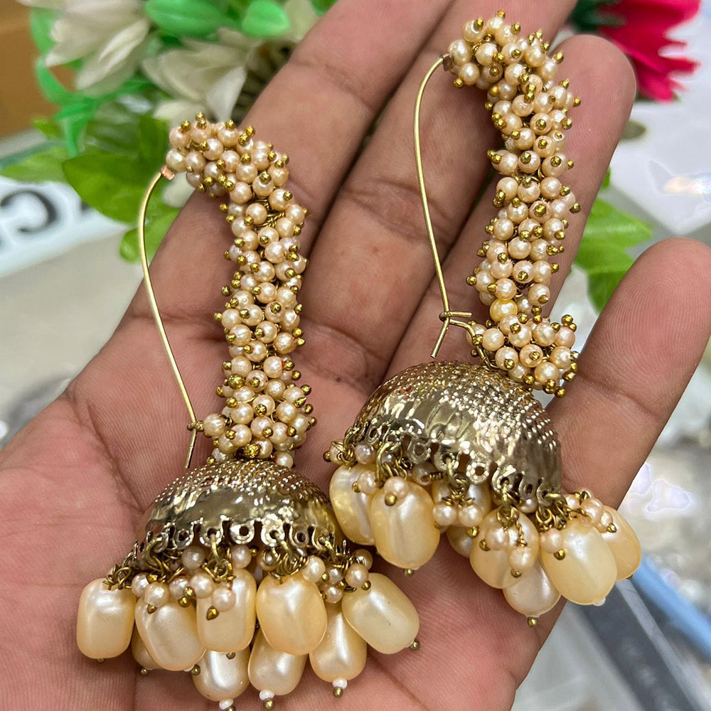 Pooja Bangles Gold Plated Beads & Pearl Dangler Earrings