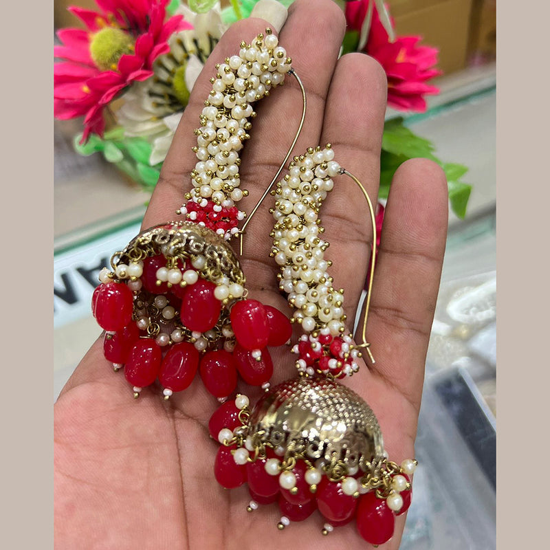 Pooja Bangles Gold Plated Beads & Pearl Dangler Earrings