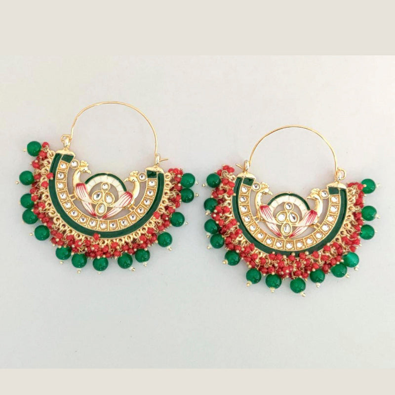 Pooja Bangles Gold Plated Kundan Stone & Meenakari Dangler Earrings