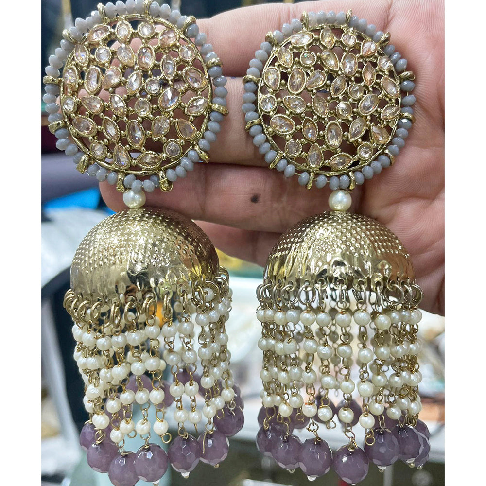 Pooja Bangles Gold Plated Kundan Stone & Beads Jhumki Earrings