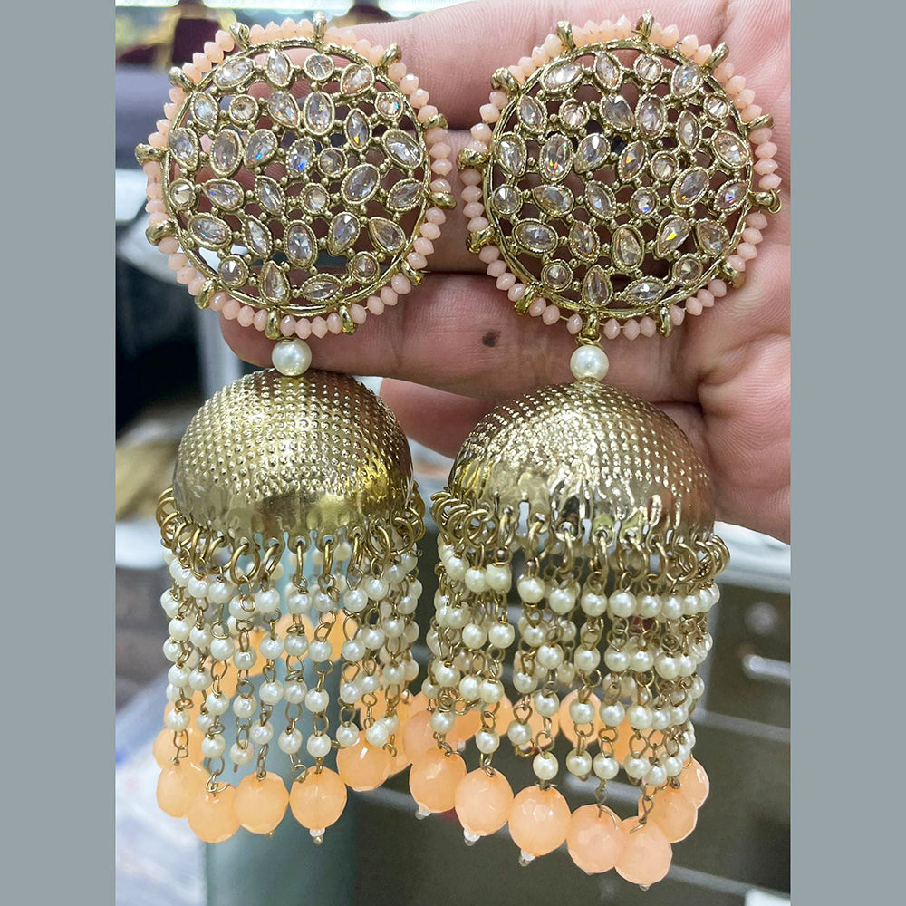 Pooja Bangles Gold Plated Kundan Stone & Beads Jhumki Earrings