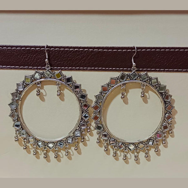 Pooja Bangles Antique Oxidized Plated Mirror Dangler Earrings