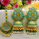 Pooja Bangles Gold Plated Meenakari & Beads & Kundan Jhumki Earrings With Maang Tikka