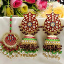 Pooja Bangles Gold Plated Meenakari & Beads & Kundan Jhumki Earrings With Maang Tikka