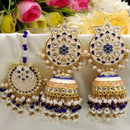 Pooja Bangles Gold Plated Meenakari & Beads & Kundan Jhumki Earrings With Maang Tikka