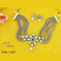 Mahavir Kundan Stone & Beads Necklace Set
