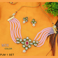 Mahavir Kundan Stone & Beads Necklace Set