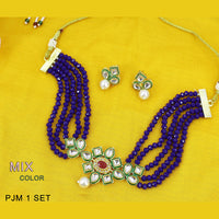 Mahavir Kundan Stone & Beads Necklace Set