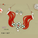 Mahavir Kundan Stone & Beads Necklace Set