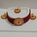 Pooja Bangles Gold Plated Kundan Stone & Beads Necklace Set