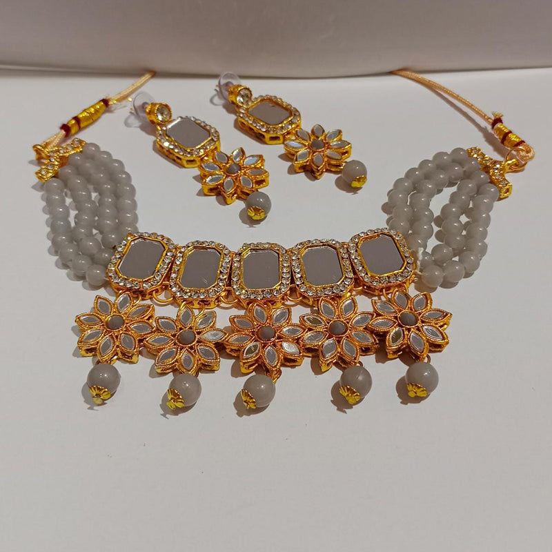 Pooja Bangles Gold Plated Austrian Stone & Mirror Necklace Set