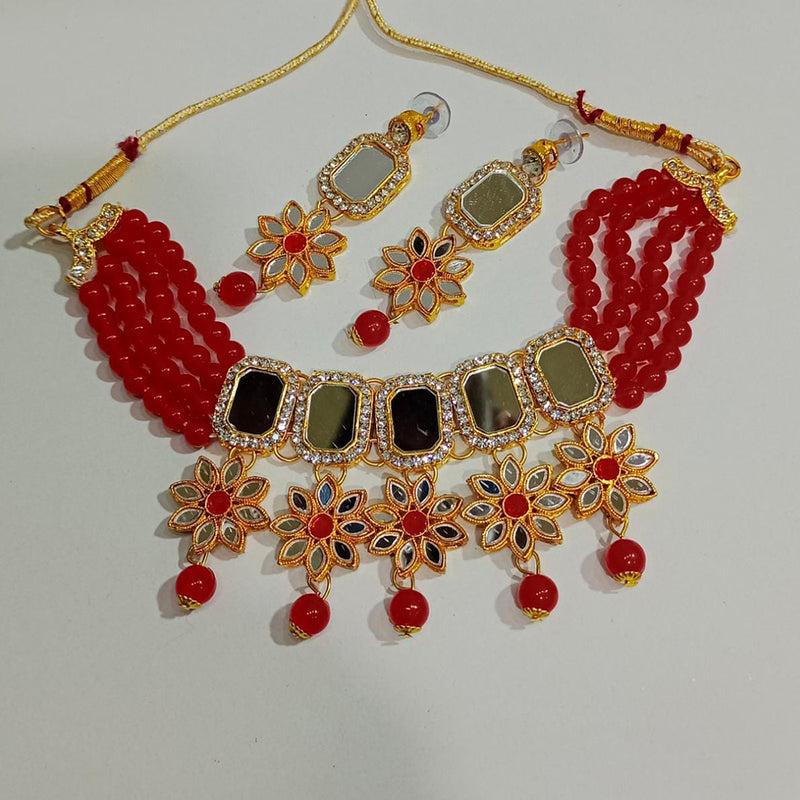Pooja Bangles Gold Plated Austrian Stone & Mirror Necklace Set