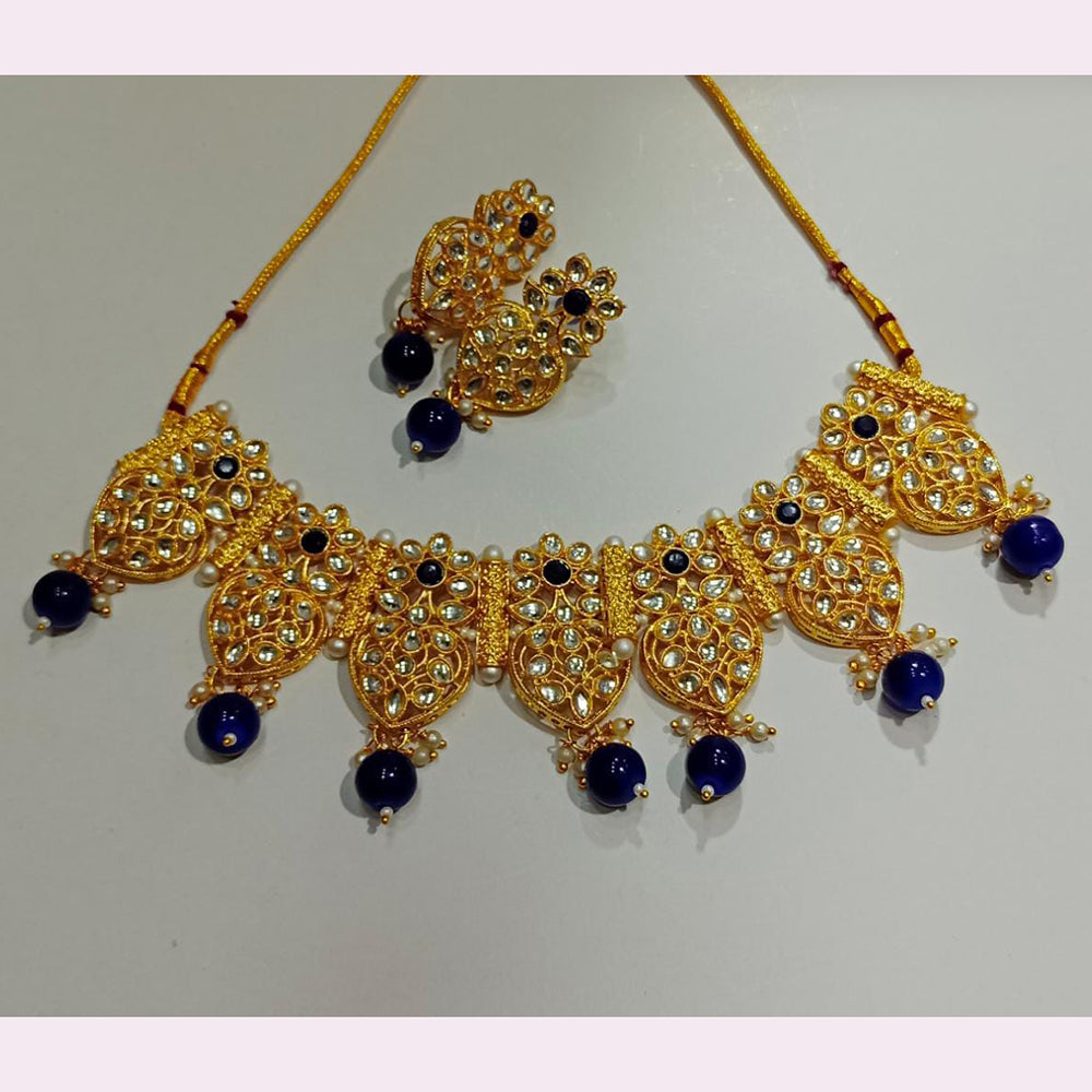 Pooja Bangles Gold Plated Kundan Stone & Beads Necklace Set
