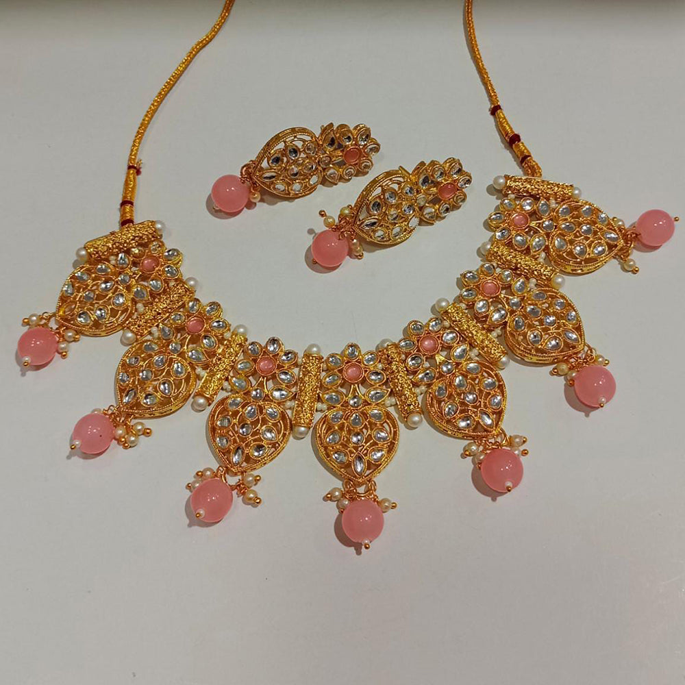 Pooja Bangles Gold Plated Kundan Stone & Beads Necklace Set