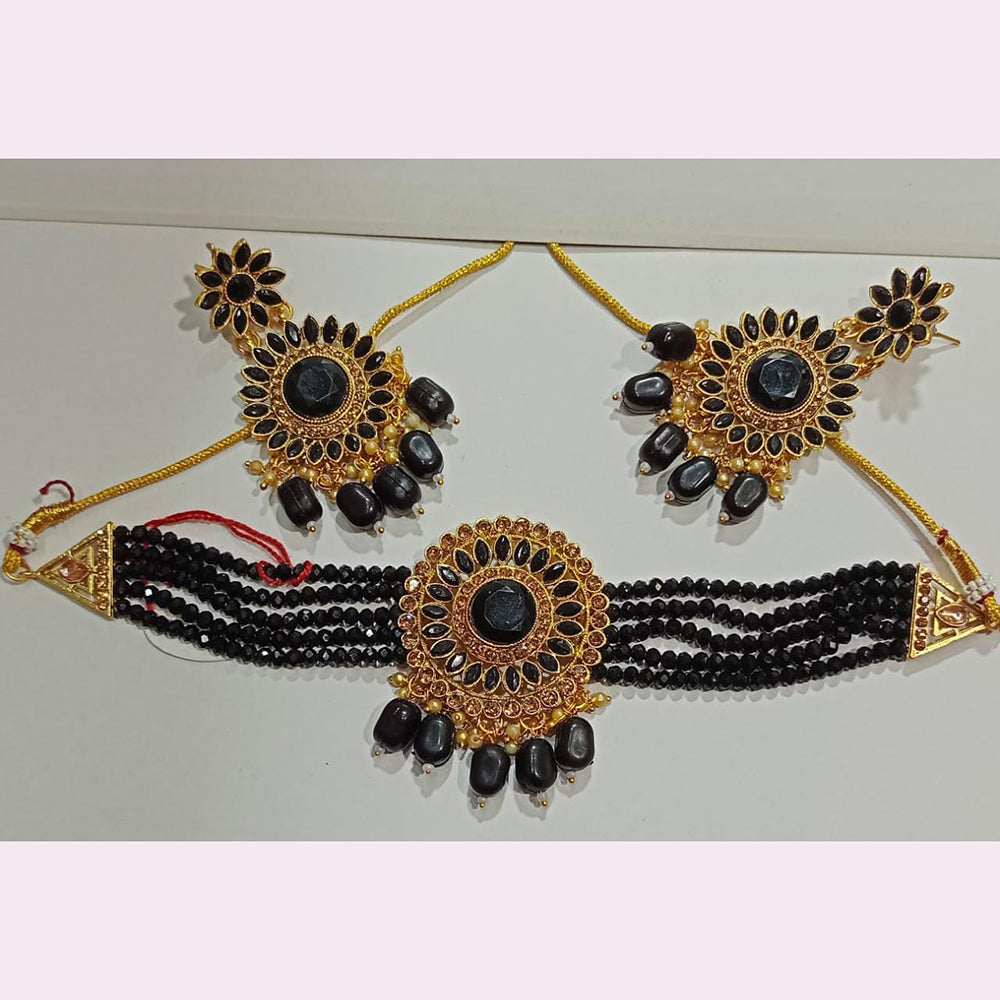 Pooja Bangles Gold Plated Austrian Stone & Beads Necklace Set