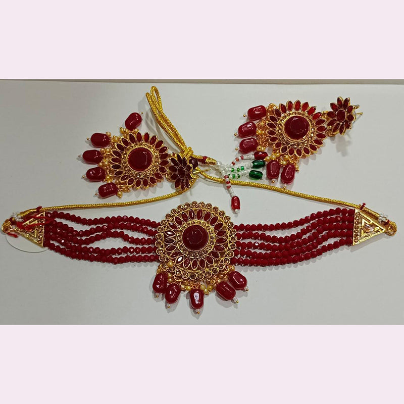Pooja Bangles Gold Plated Austrian Stone & Beads Necklace Set