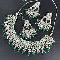 Pooja Bangles Silver Plated Kundan Stone & Beads Choker Necklace Set