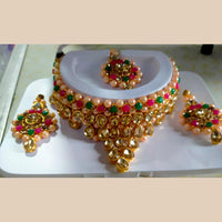 Pooja Bangles Gold Plated Crystal Stone Necklace Set
