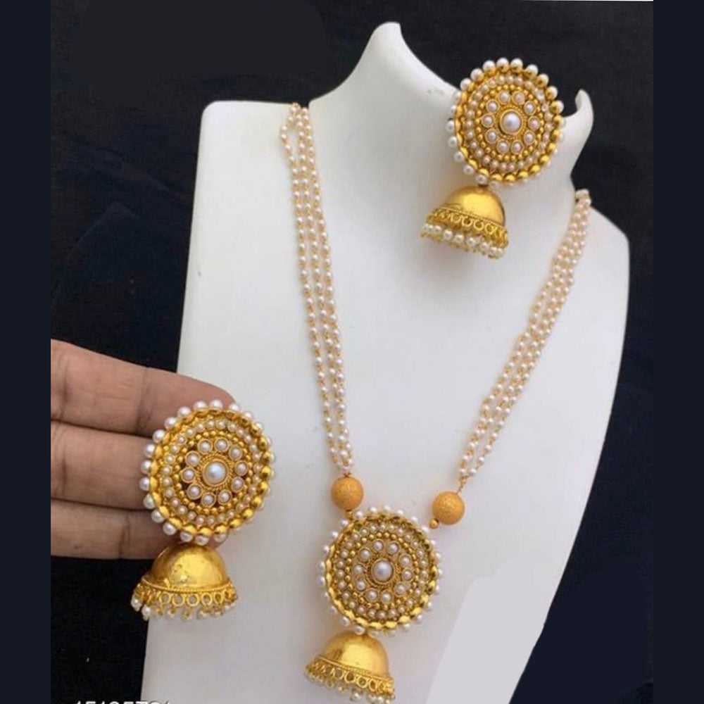 Pooja Bangles Gold Plated Pota Stone Long Haram Necklace Set