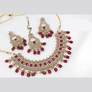 Pooja Bangles Gold Plated Crystal Stone & Beads Choker Necklace Set