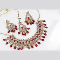 Pooja Bangles Gold Plated Crystal Stone & Beads Choker Necklace Set
