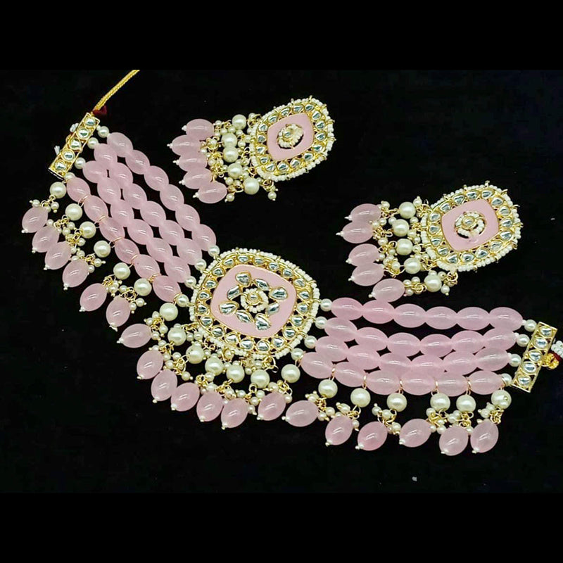 Pooja Bangles Gold Plated Kundan Stone & Beads Necklace Set