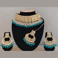 Pooja Bangles Gold Plated Beads & Kundan Stone Choker Necklace Set