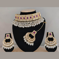 Pooja Bangles Gold Plated Beads & Kundan Stone Choker Necklace Set