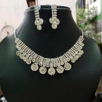 Pooja Bangles Silver Plated Austrian Stone Necklace Set