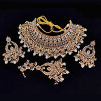 Pooja Bangles Gold Plated Ad Stone & Beads & Choker Necklace Set