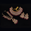 Pooja Bangles Gold Plated Ad Stone & Beads & Choker Necklace Set
