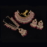 Pooja Bangles Gold Plated Ad Stone & Beads & Choker Necklace Set