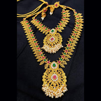 Pooja Bangles Gold Plated Pink & Green Pota Stone Bridal Set