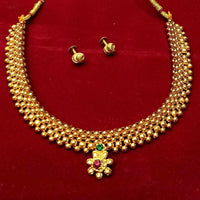 Pooja Bangles Gold Palted Pink Stone Maharashtrian Traditional  Necklace Set