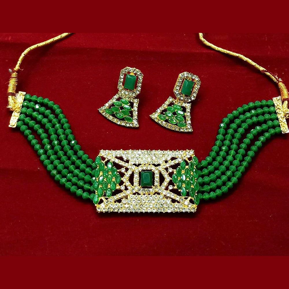 Pooja Bangles Gold Plated Austrian Stone And Beads Necklace Set