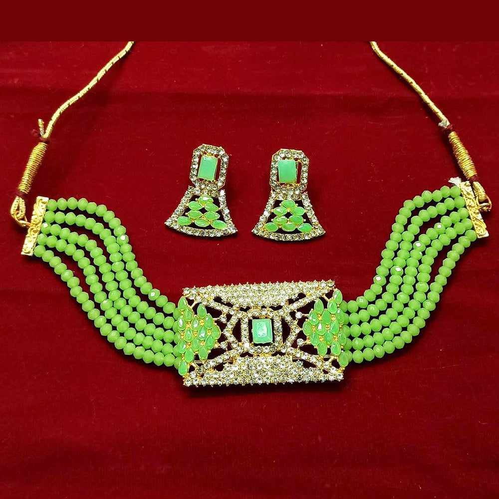 Pooja Bangles Gold Plated Austrian Stone And Beads Necklace Set