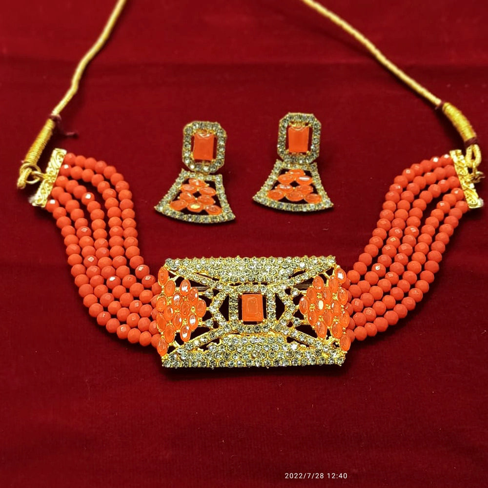 Pooja Bangles Gold Plated Austrian Stone And Beads Necklace Set